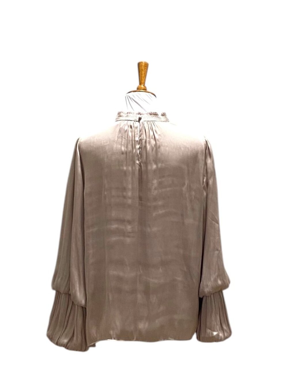 Carmen by Carmen Marc Valvo Satin Blouse Champagne Size XL Special Occasion Boho - Picture 13 of 15